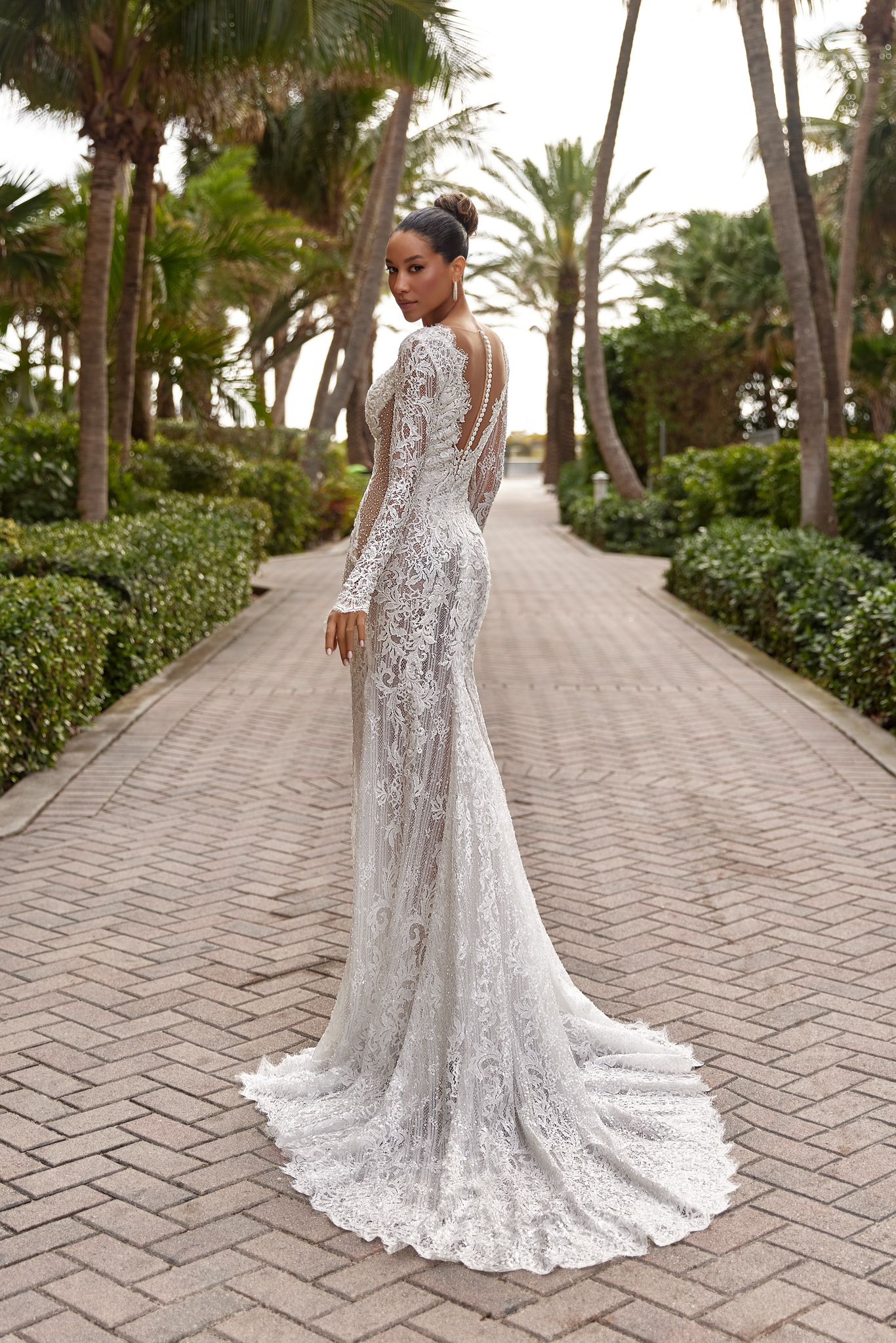 wedding dress Liora by OKSANA MUKHA Elegant Liora dress: sheer textures and dimensional details for timeless sophistication