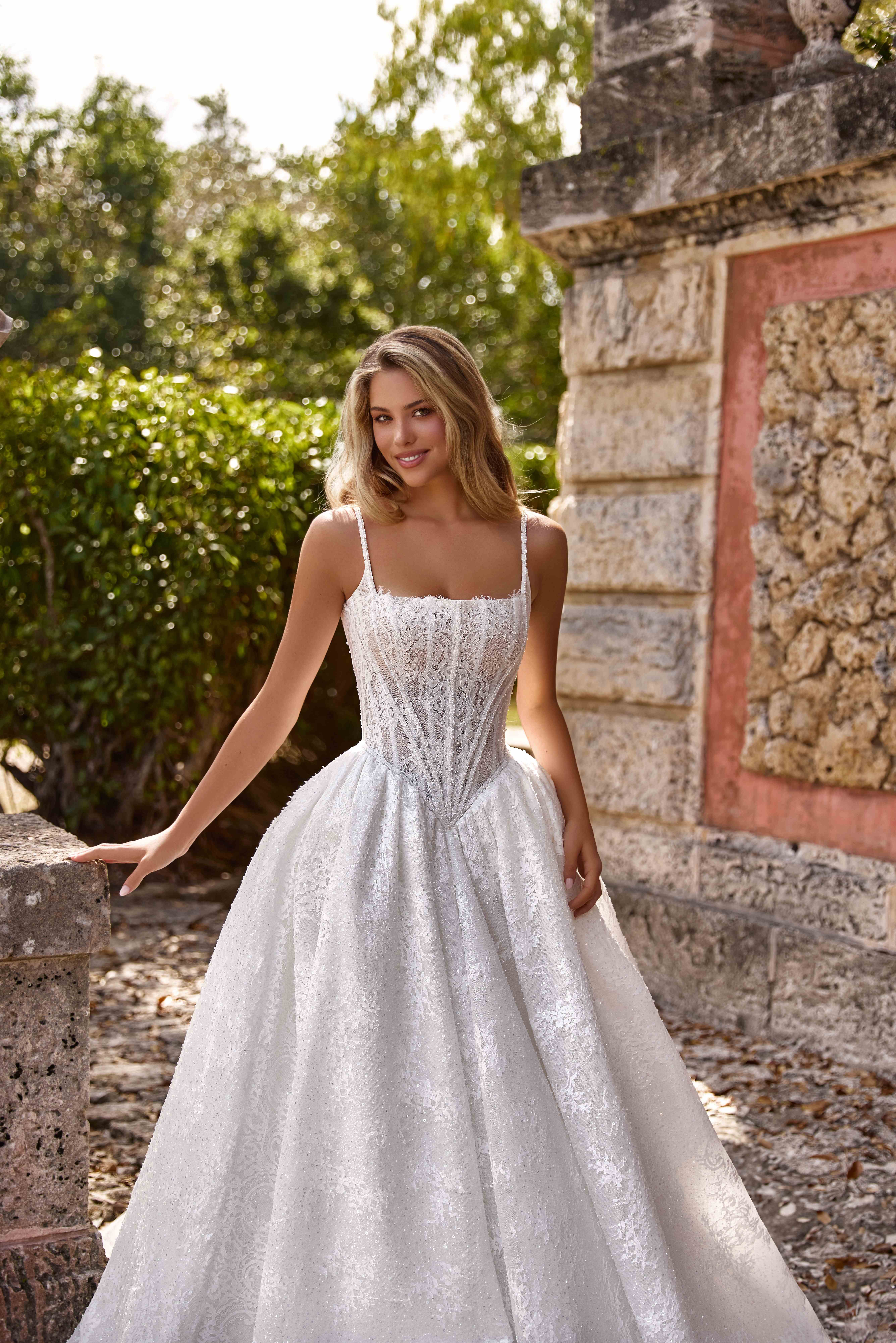 wedding dress Octavia by OKSANA MUKHA Bridal Octavia: Chantilly lace, beading, and sequins with 80 cm majestic train