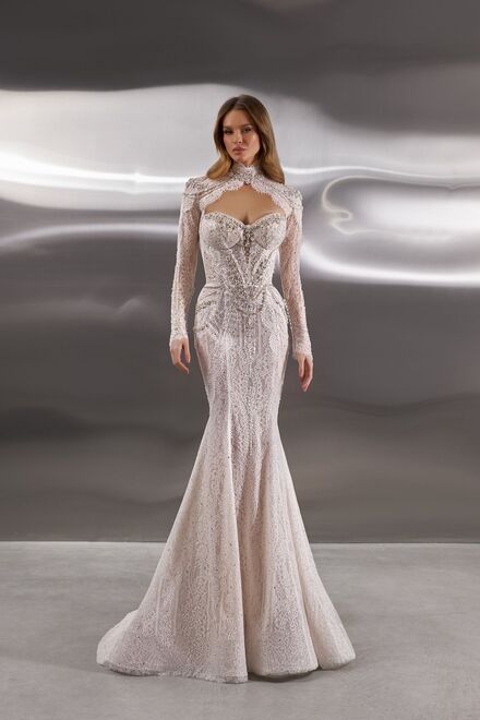 wedding dress Viva by OKSANA MUKHA Dress lace, crystals, zircons, pearls, embroidery