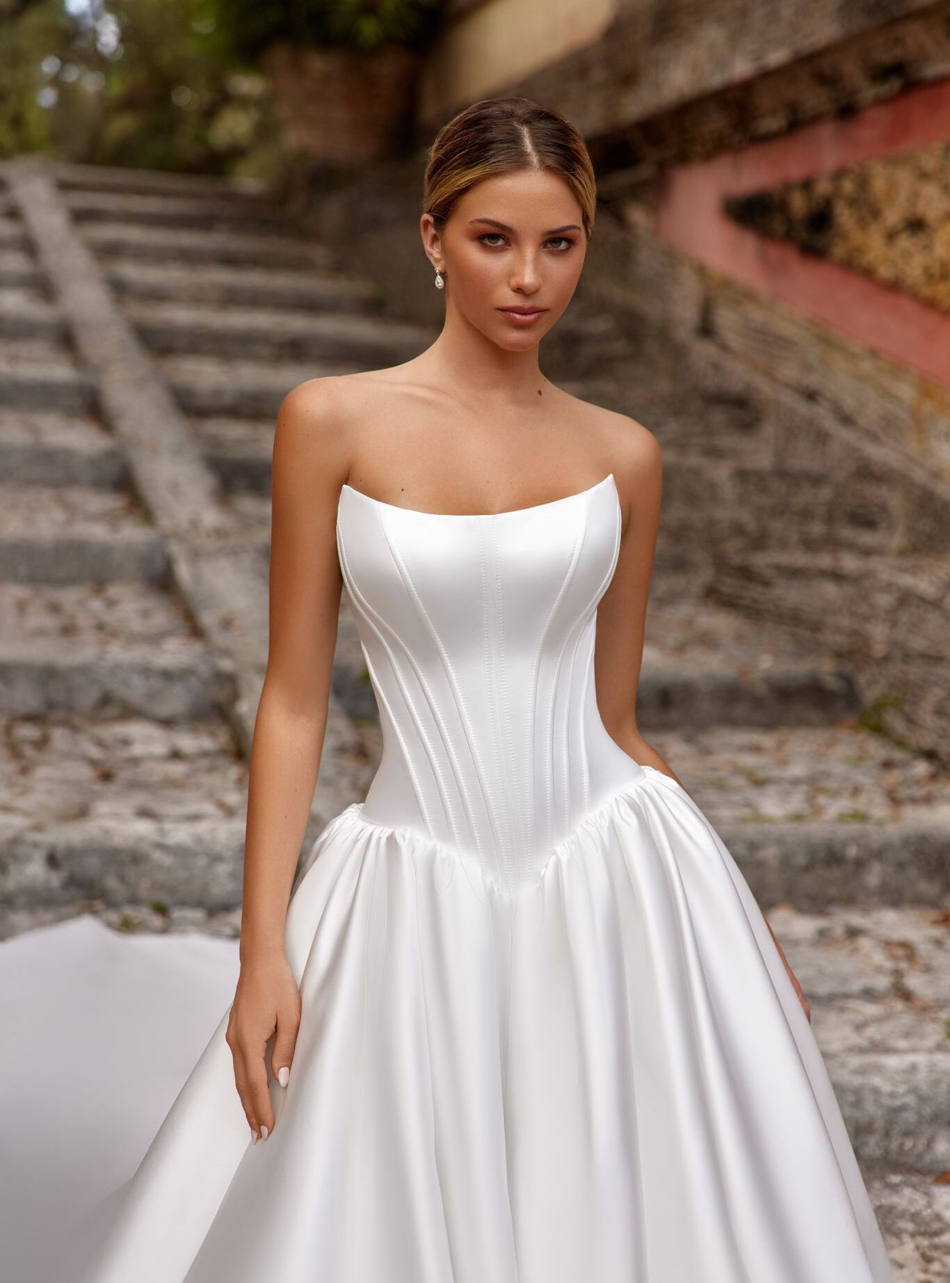 wedding dress Alba by OKSANA MUKHA Alba gown: effortless luxury with sleek lines, lace accents, and understated charm
